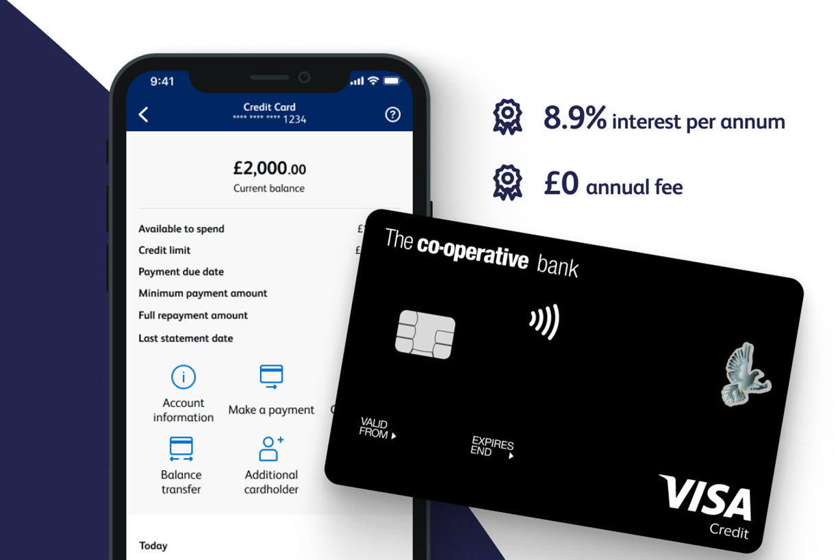 Fixed rate credit card and The Co-operative Bank mobile app